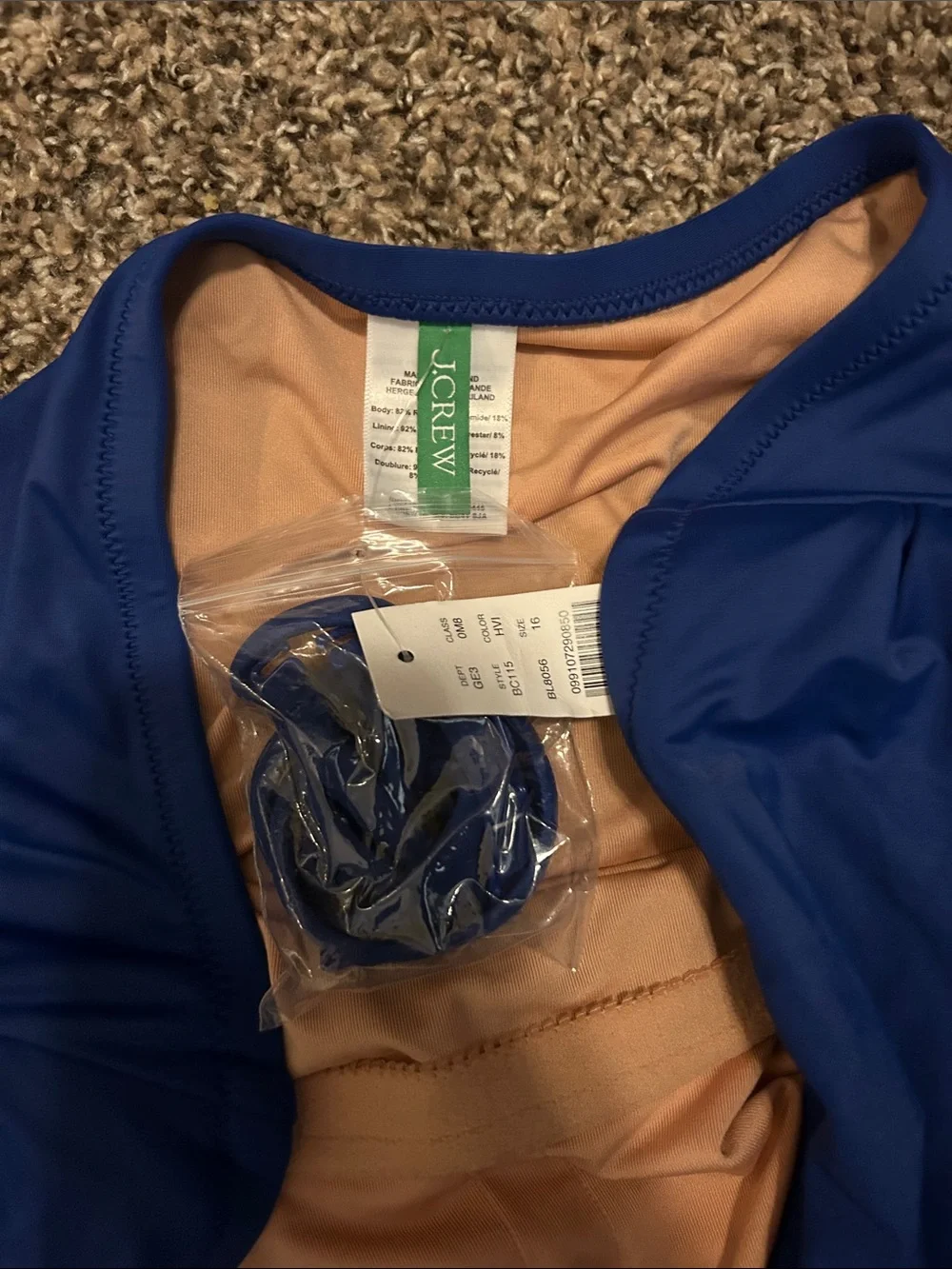 J. Crew Strapless Ruched One-Piece Swimsuit - Blue
